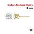 1 Pair, 14k Gold Filled CZ Post Earring, 3.0 mm, (GF-769-3)